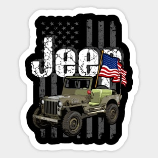 Willys MB Jeepcar JEEP Flag Sticker